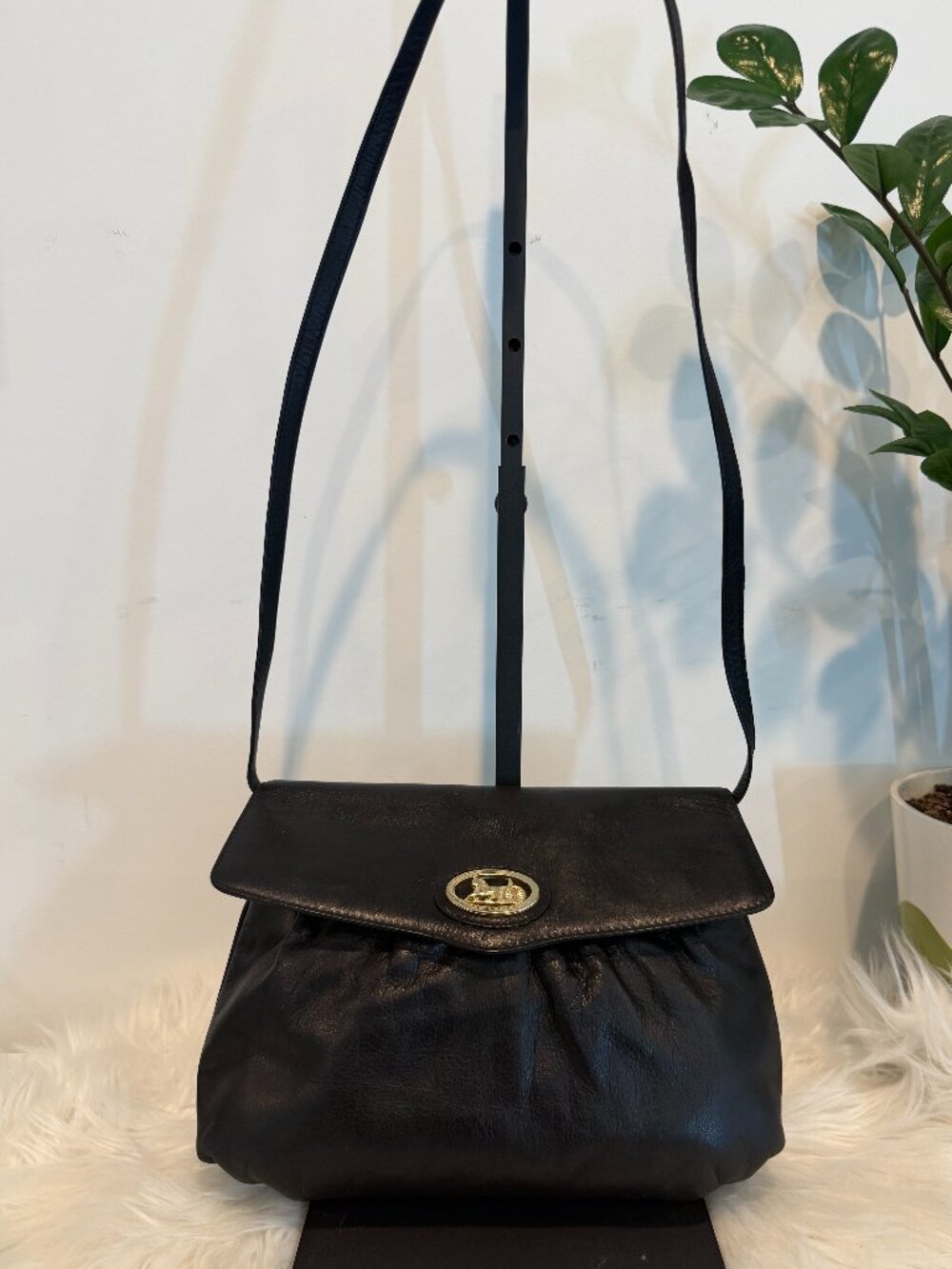 Vintage Céline Leather Horse Carriage Flap Shoulder Bag